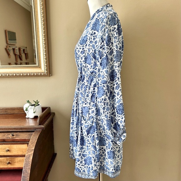 Natalie Martin Nico Long Sleeve Silk Mini Dress Wrap Blue White Floral Sz S NWT - Picture 5 of 16